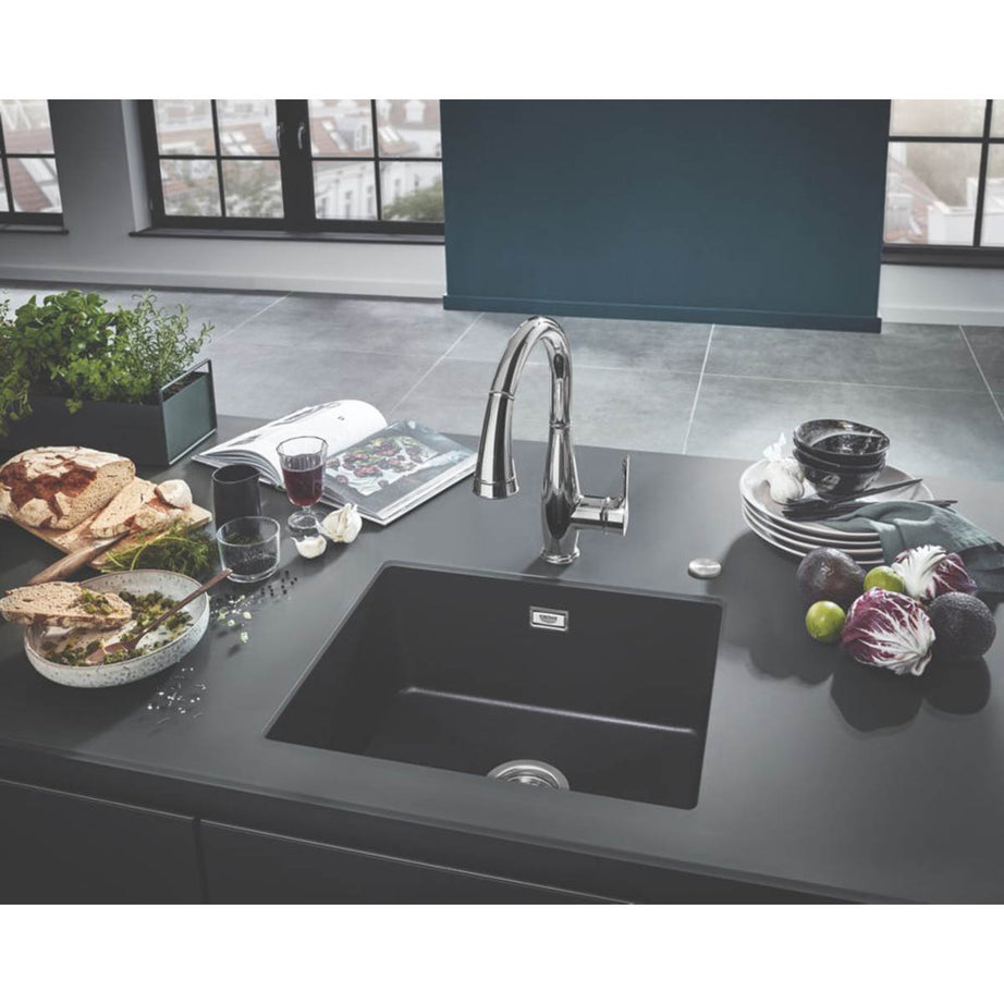 Grohe Kitchen Sink Matt Black 1 Bowl Under Mount Granite Composite 533 x 457mm - Image 4