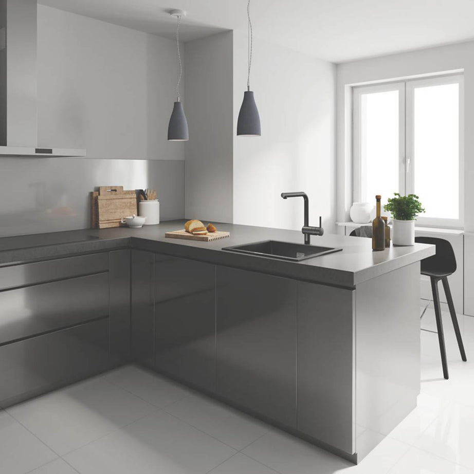 Grohe Kitchen Sink Matt Black 1 Bowl Under Mount Granite Composite 533 x 457mm - Image 5