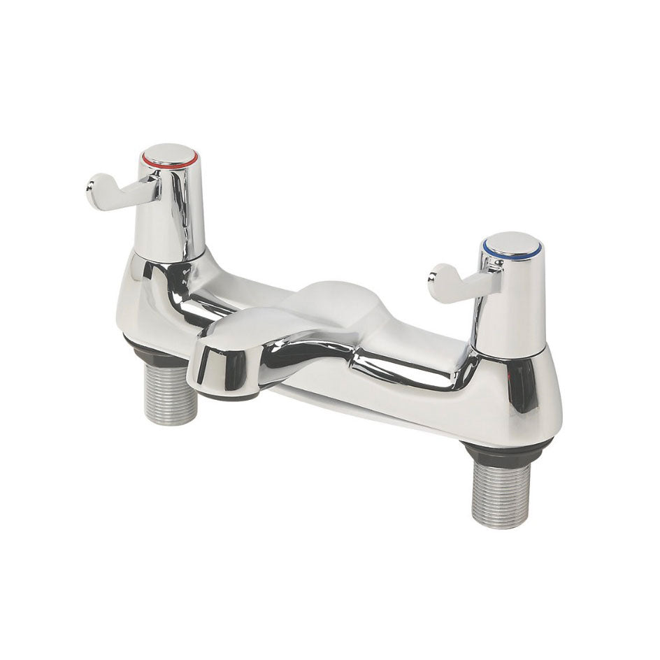 Bath Filler Tap Mixer Chrome Dual Lever 1/4 Turn Brass Modern Bathroom - Image 1