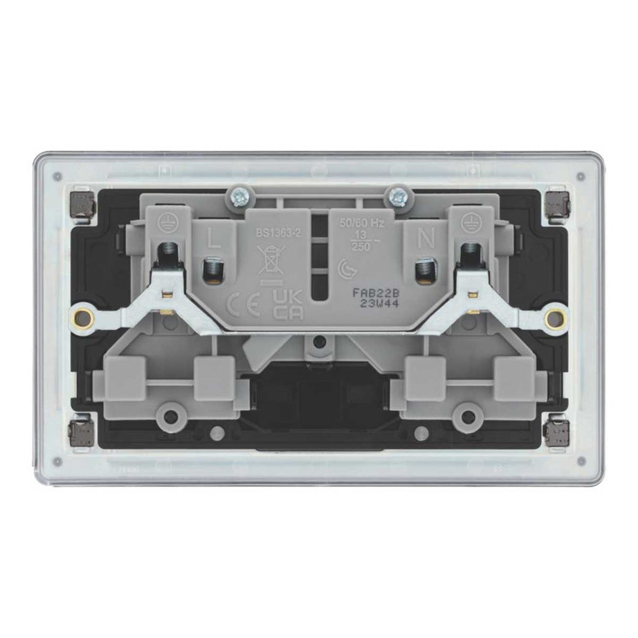 Switched Wall Socket 13A 2-Gang DP Screwless Antique Brass Flat Pack of 5 - Image 3