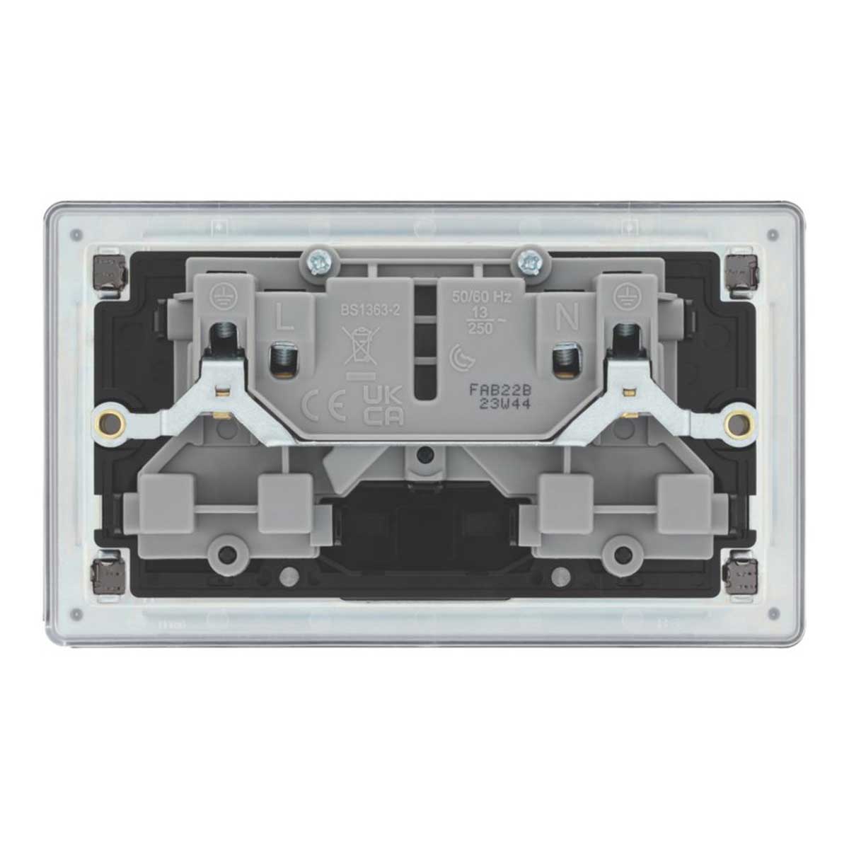 Switched Wall Socket 13A 2-Gang DP Screwless Antique Brass Flat Pack of 5 - Image 3