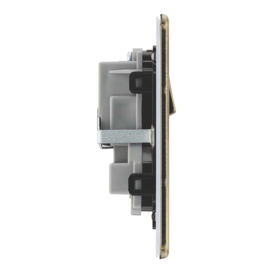 Switched Wall Socket 13A 2-Gang DP Screwless Antique Brass Flat Pack of 5 - Image 5