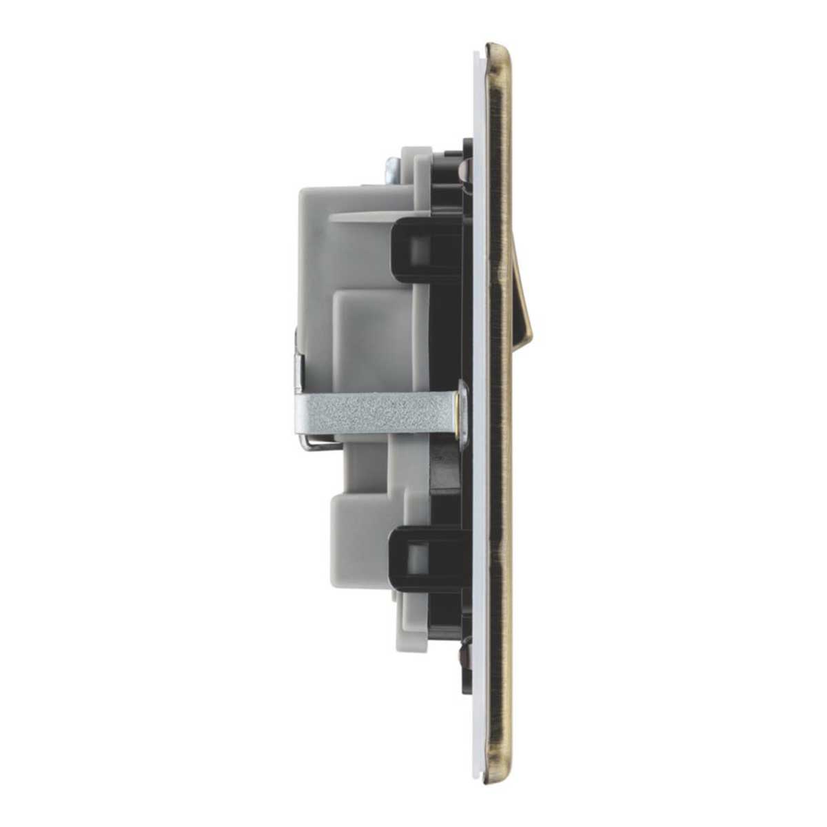 Switched Wall Socket 13A 2-Gang DP Screwless Antique Brass Flat Pack of 5 - Image 5