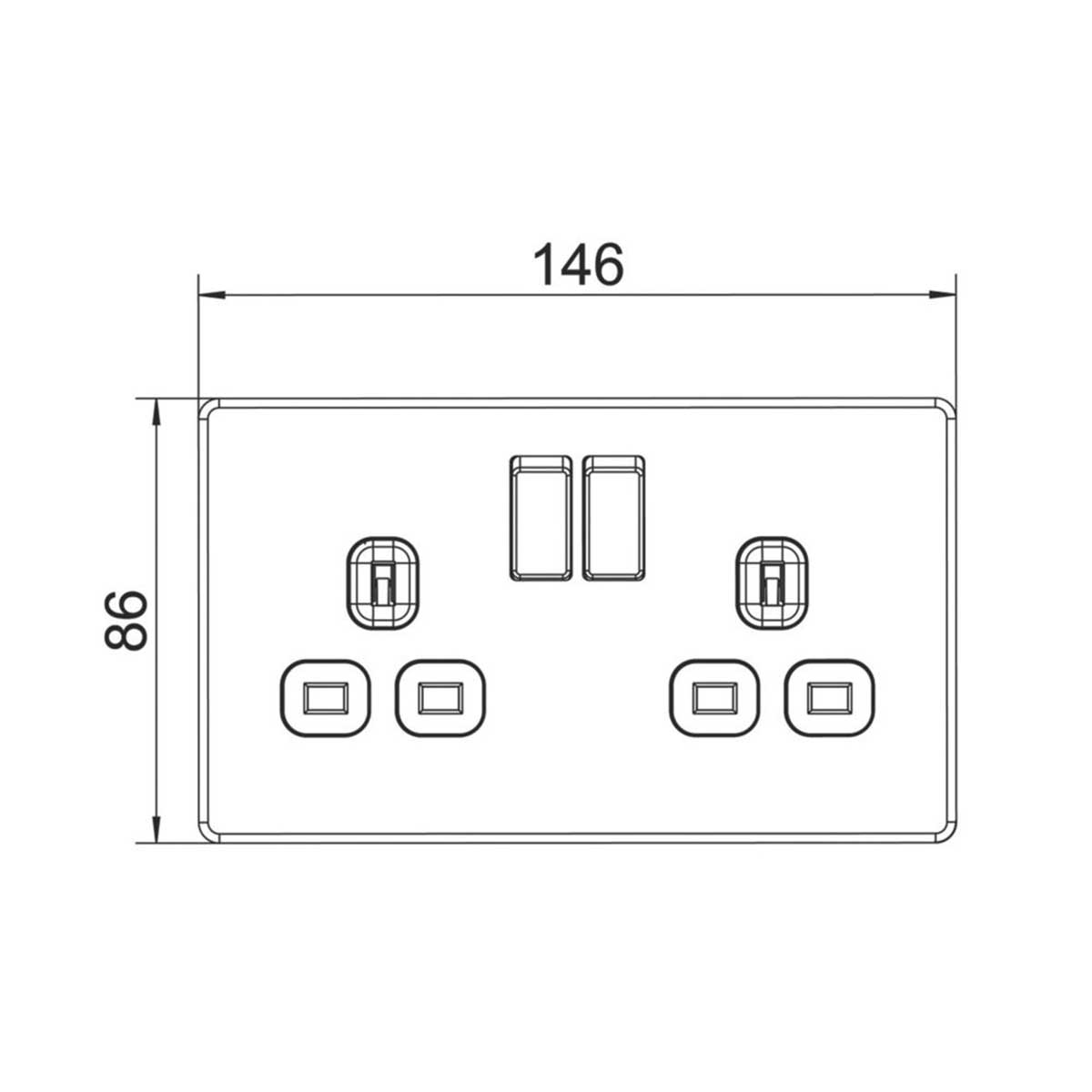 Switched Wall Socket 13A 2-Gang DP Screwless Antique Brass Flat Pack of 5 - Image 6