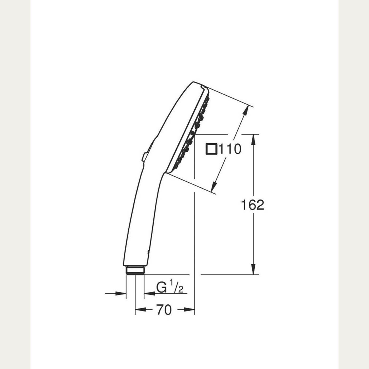 Grohe Hand Shower Square Chrome 3 Spray Patterns Contemporary 110mm x 215mm - Image 2