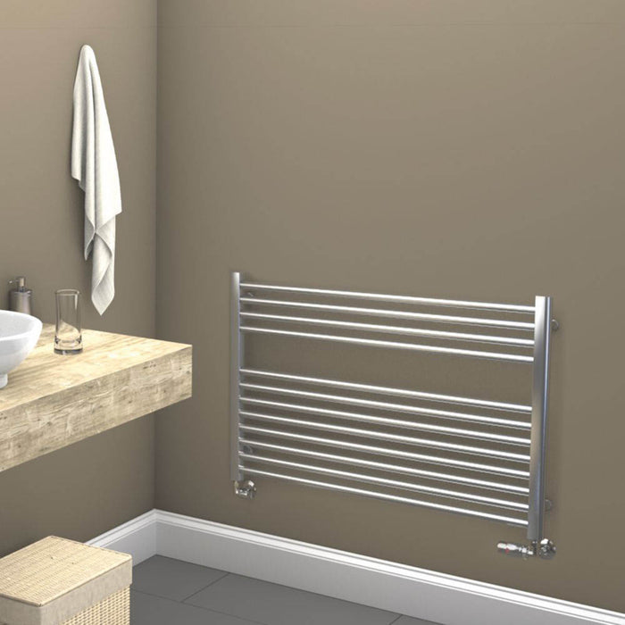 Towel Radiator Electric Chrome Flat Front Horizontal Bathroom Rail Warmer 482W - Image 4
