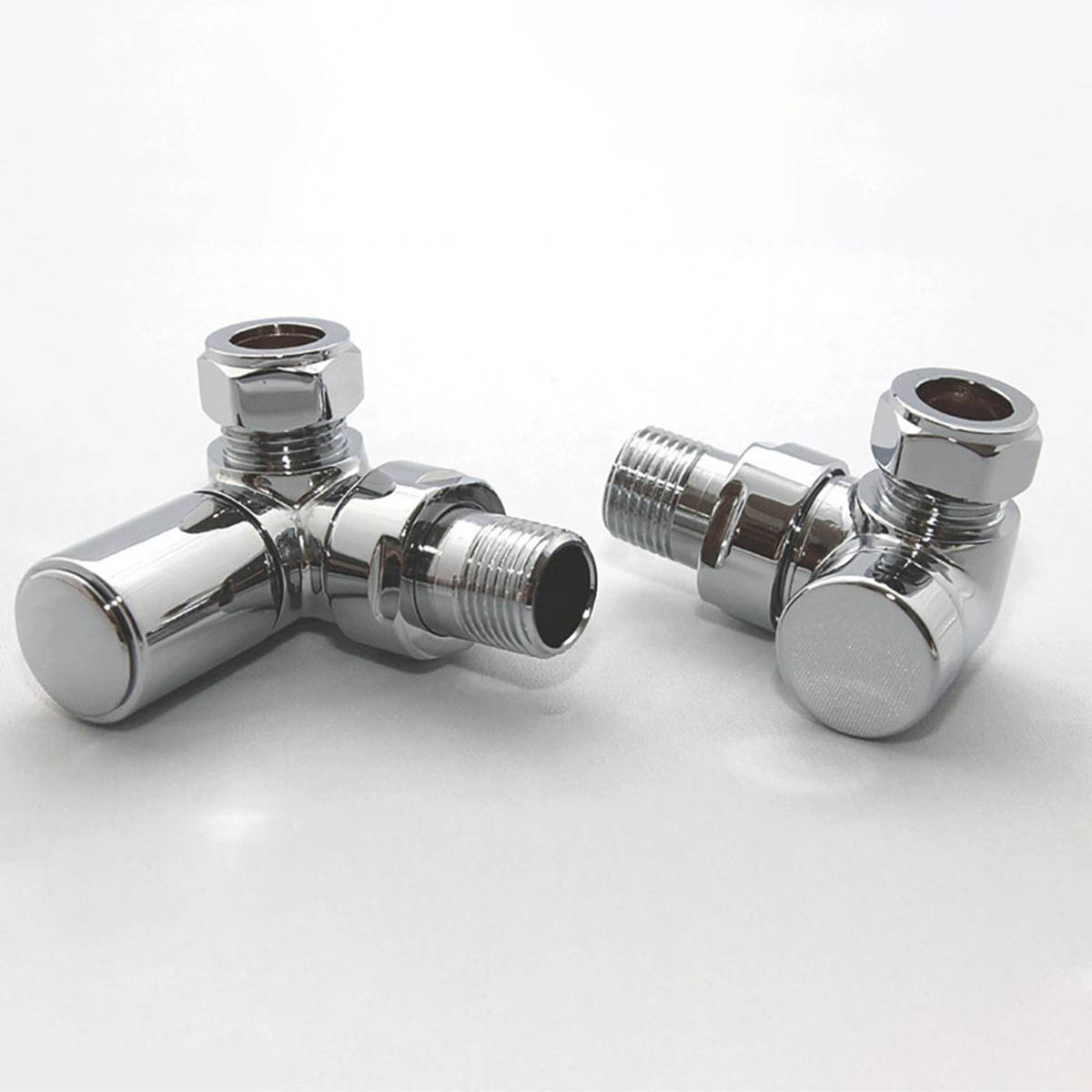Radiator Valve And Lockshield Manual 15mm x 1/2" Chrome Corner 2 Pack - Image 1