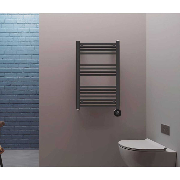 Towel Rail Radiator Electric Smart Black Flat Bathroom Warmer 500W (H)80x(W)50cm - Image 4