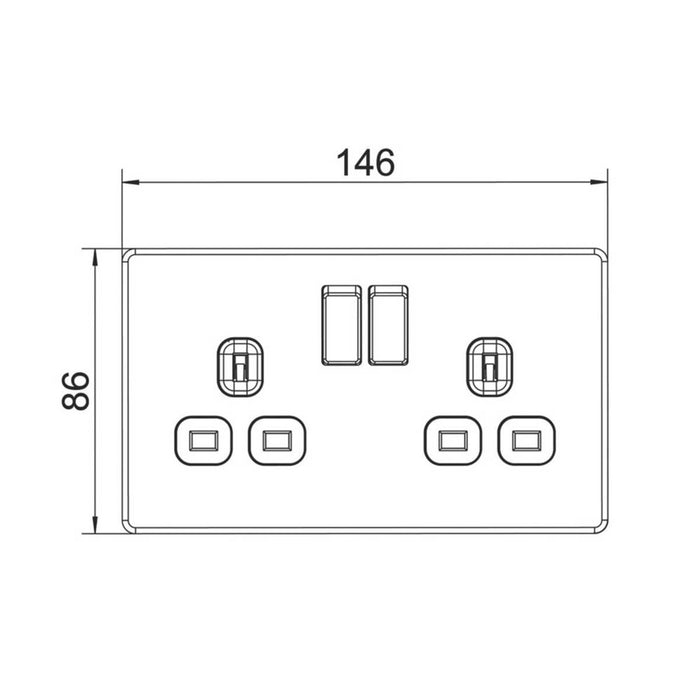 Switched Wall Socket 13A 2-Gang DP Matt Black With Black Inserts Flat 5 Pack - Image 6