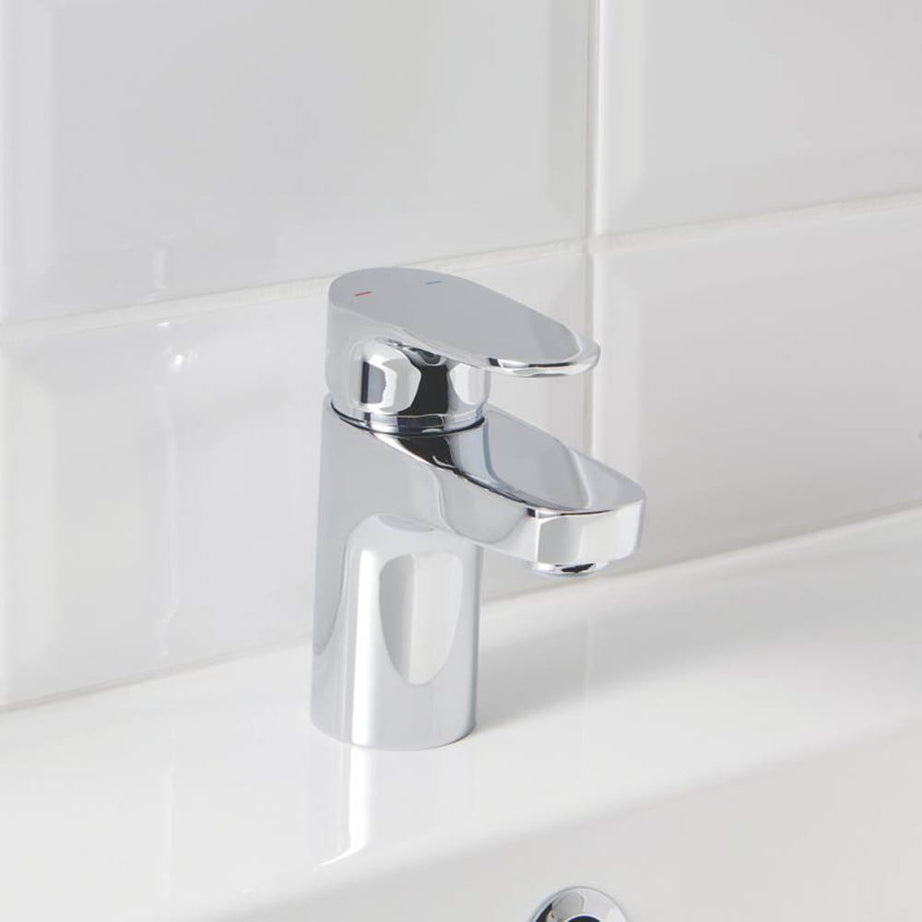 Swirl Bathroom Basin Tap Mono Mixer Silver Lever Clicker Waste Contemporary - Image 2