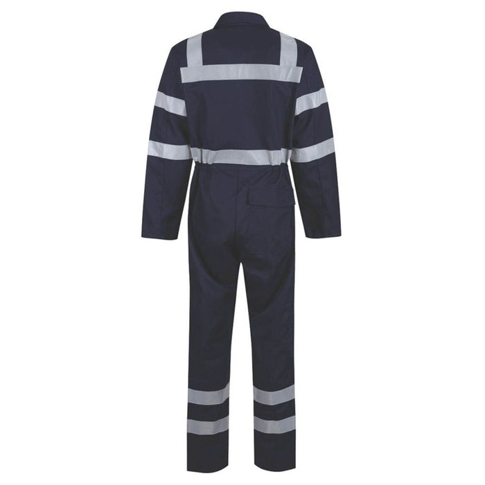 Boilersuit Mens Navy Reflective Tape Trim Coverall Overall 40"Chest 31"L Size S - Image 2