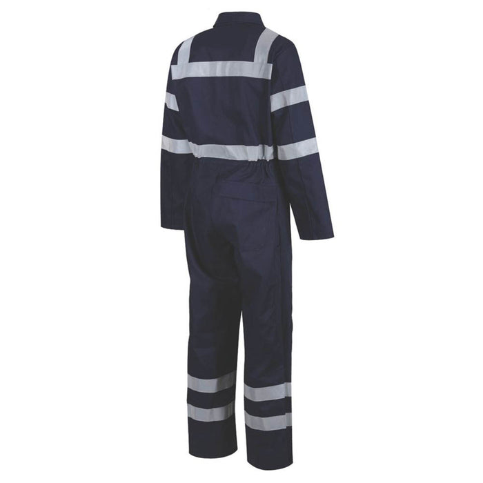 Boilersuit Mens Navy Reflective Tape Trim Coverall Overall 40"Chest 31"L Size S - Image 3
