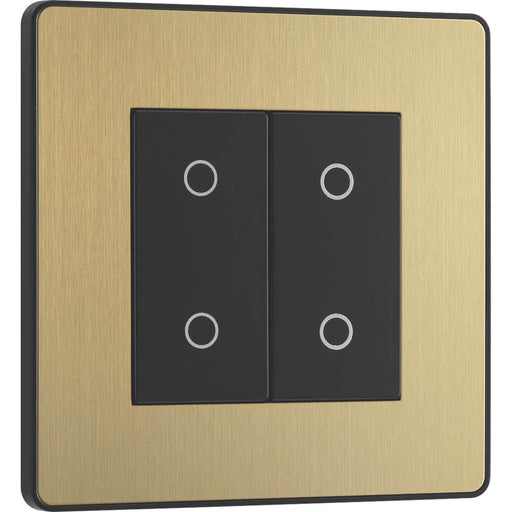 BG Dimmer Switch 2-Gang 2-Way LED Double Master Touch Satin Brass Screwless - Image 1