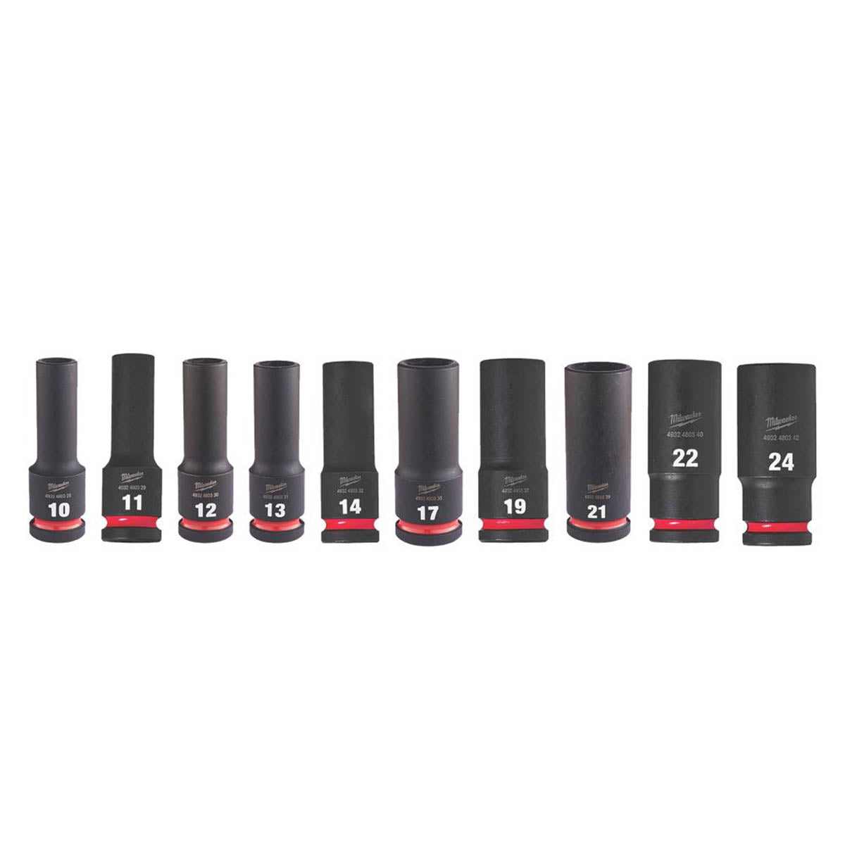 Milwaukee Impact Deep Socket Set SHOCKWAVE 1/2" Drive Imperial Pack Of 10 - Image 1