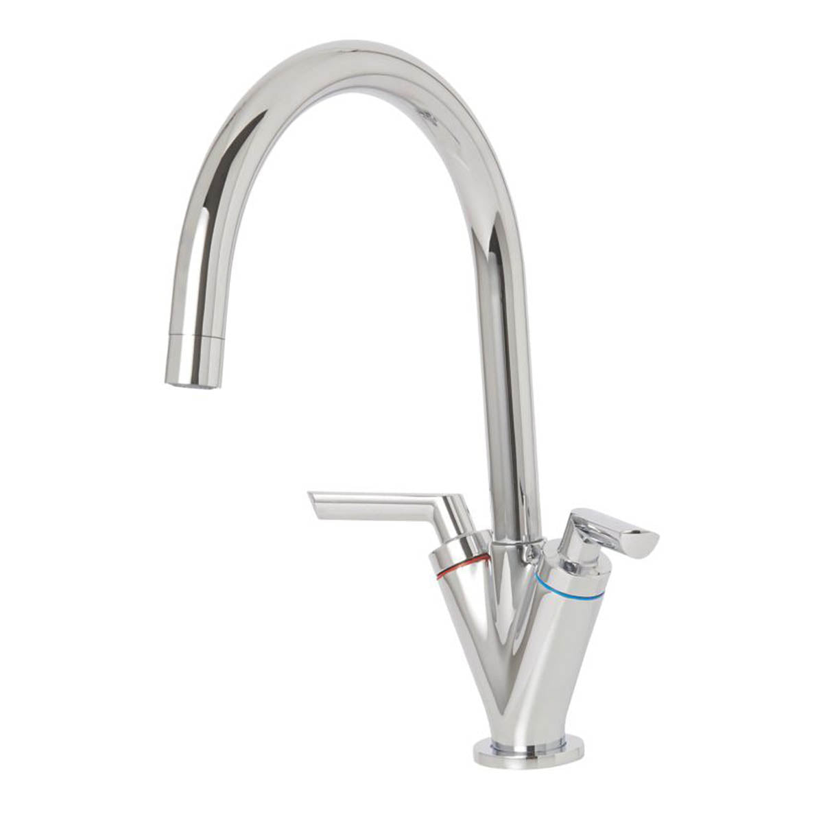Kitchen Tap Mono Mixer Chrome Ceramic Disc Double Lever Anti Limescale Spout - Image 3