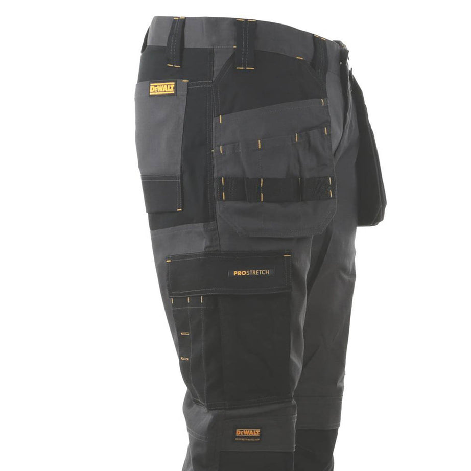 DeWalt Work Trousers Mens Slim Fit Grey Black Stretch Multi Pockets 36"W 33"L - Image 4