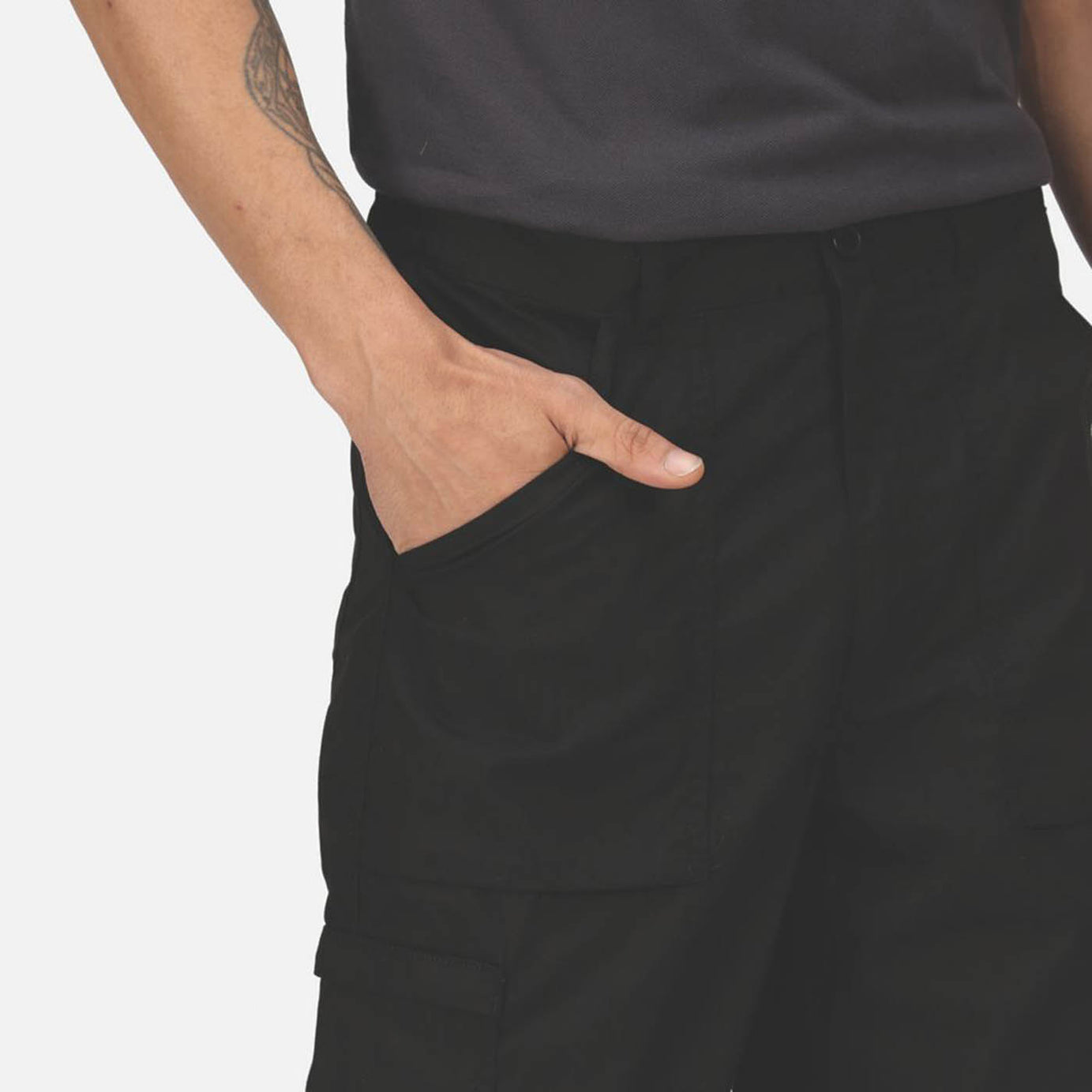 Regatta Work Trousers Mens Classic Fit Black Multi Pockets Cargo 42W 29L - Image 6
