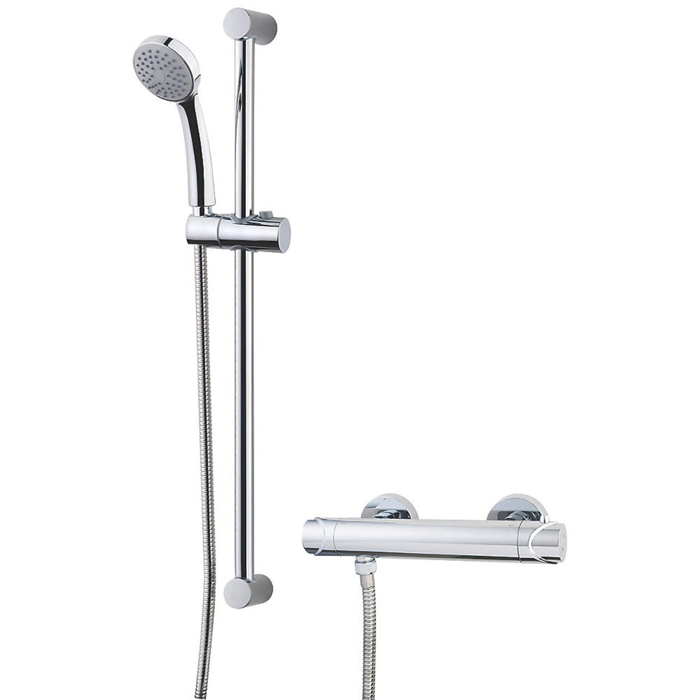 Swirl Thermostatic Mixer Shower Exposed Chrome Single Spray Pattern Round Head - Image 3