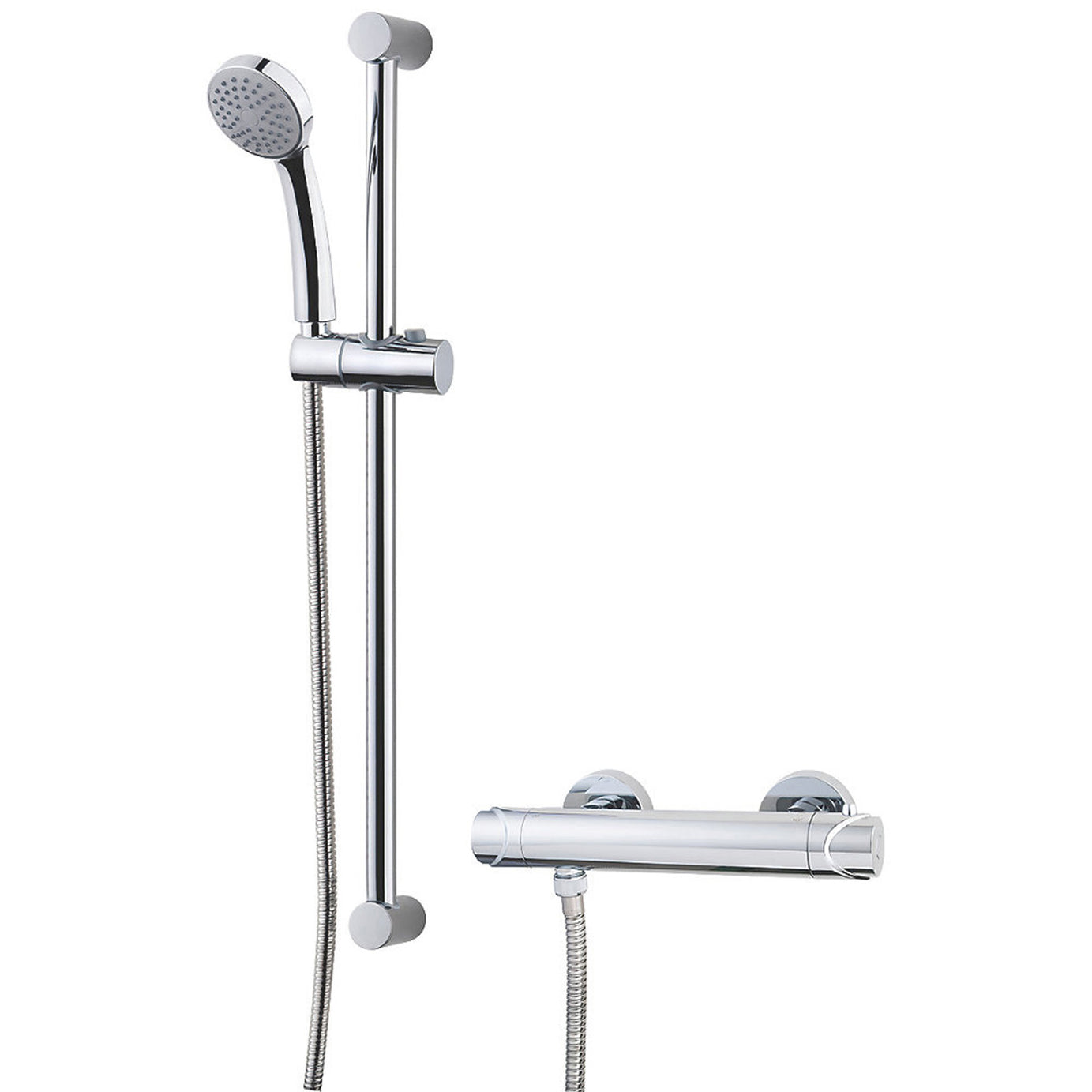 Swirl Thermostatic Mixer Shower Exposed Chrome Single Spray Pattern Round Head - Image 2