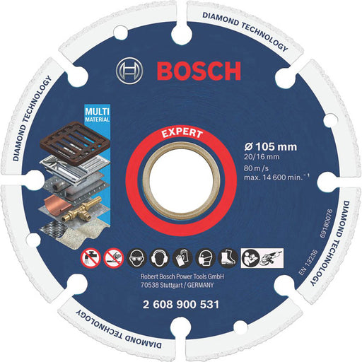 Bosch Cutting Disc Diamond Wheel Multi-Material For Angle Grinders 105 x 20/16mm - Image 1