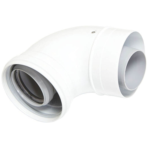 Ideal Heating Flue Elbow Kit 90° Bend 60/100 mm White Boiler Accessory - Image 1
