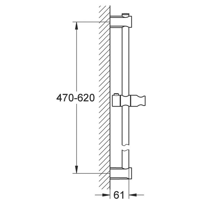 Universal Shower Rail Chrome Brass Adjustable Height & Angle Compact Durable - Image 2