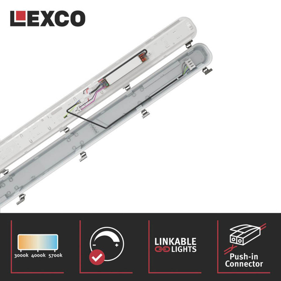 Lexco LED Batten Light Single 4ft Dimmable Tunable Ceiling CCT36W Variable White - Image 4