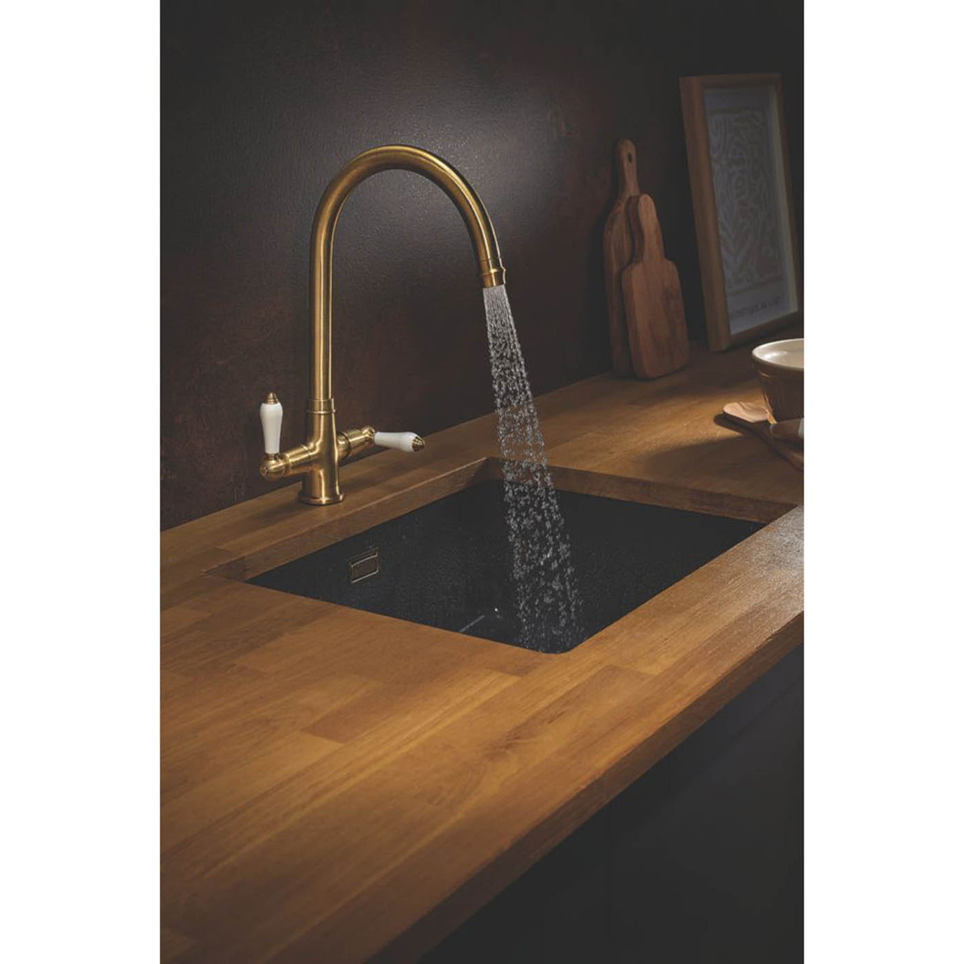 Clearwater Monobloc Tap Twist And Spray Dual Lever Brushed Bronze Traditional - Image 3