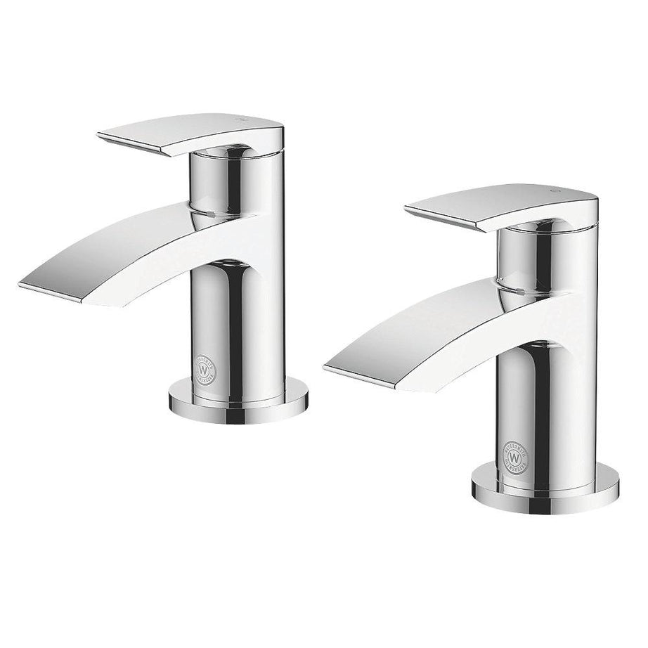 Bathroom Basin Pillar Tap Chrome 101mm Lever 1/4 Turn Operation Cold Hot Pair - Image 3