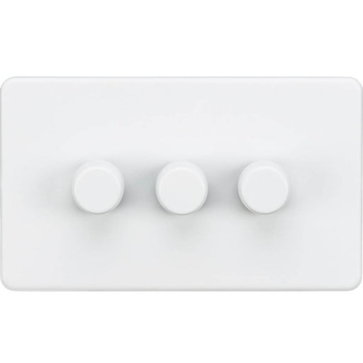 Knightsbridge  3-Gang 2-Way LED Intelligent Dimmer Switch  Matt White - Image 1