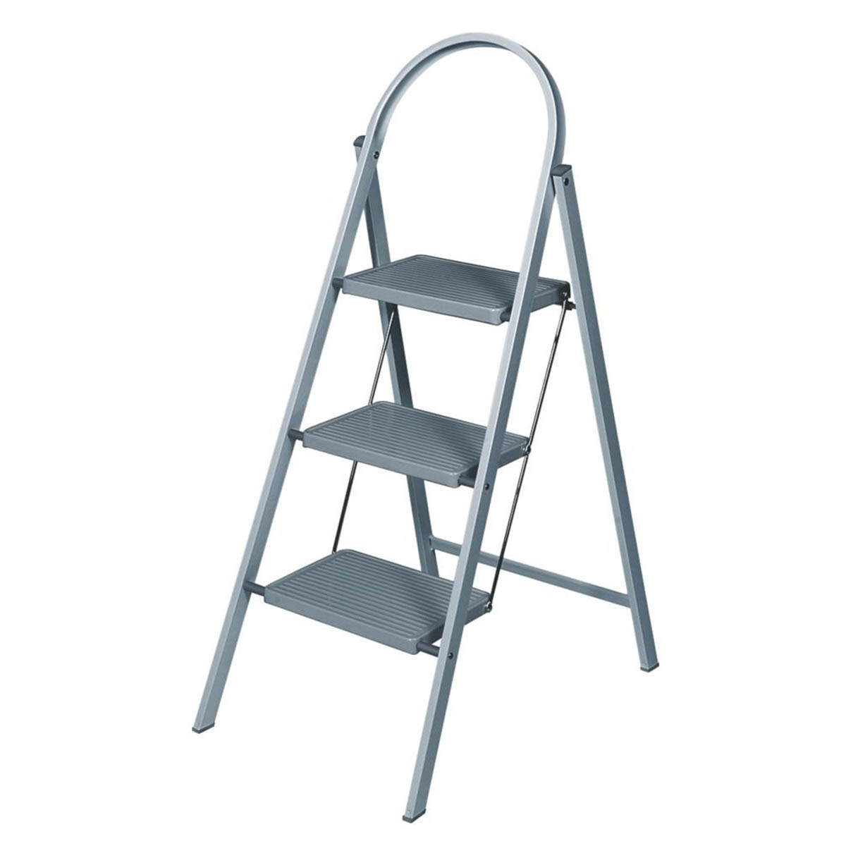 Folding Step Stool Ladder Steel 3-Tread Step Non-Slip Feet Compact 150kg 0.68m - Image 1