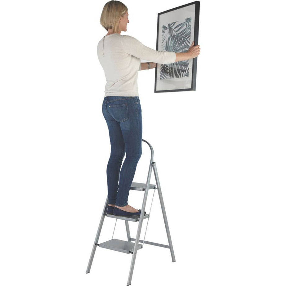 Folding Step Stool Ladder Steel 3-Tread Step Non-Slip Feet Compact 150kg 0.68m - Image 3