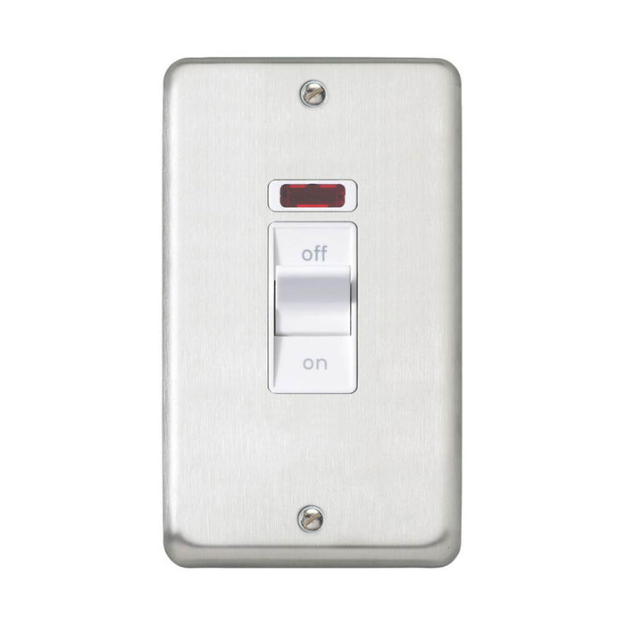 Control Switch 50A 2-Gang DP Brushed Stainless Steel Neon Power Indicator 230 V - Image 1