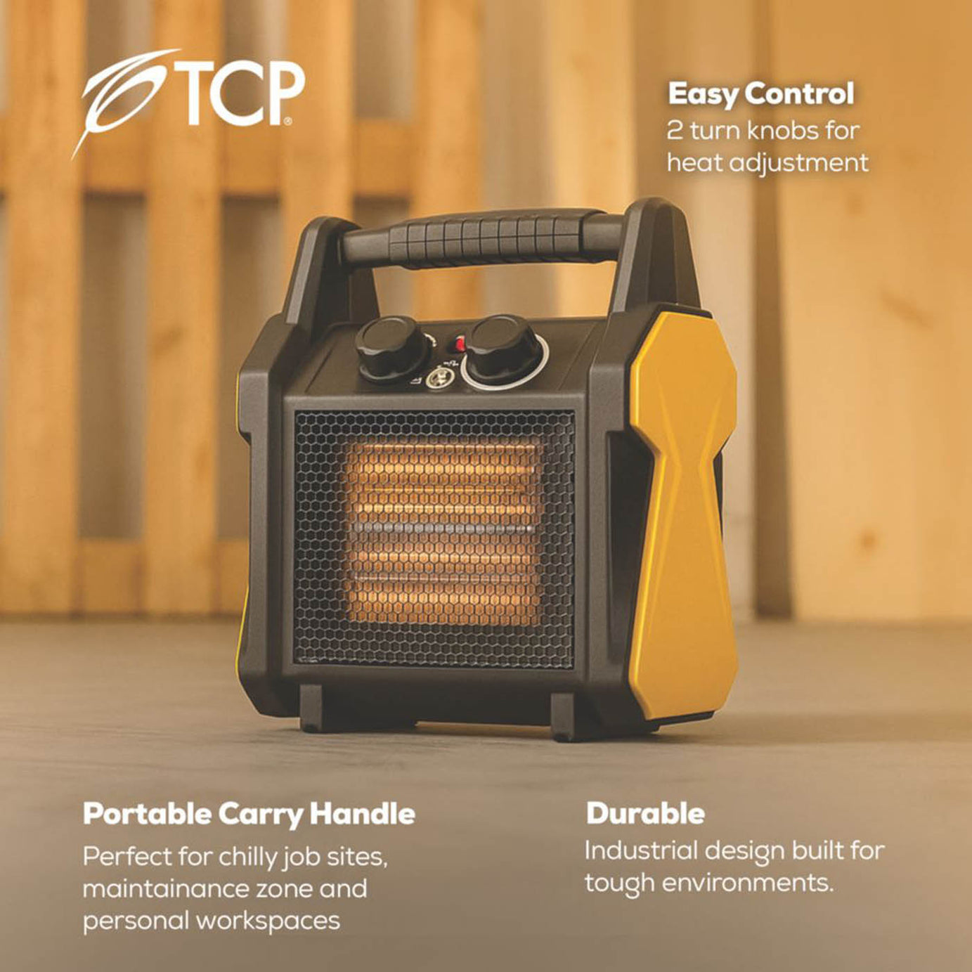TCP Portable Fan Heater 2000W Electric Adjustable Thermostat 2 Heat Settings - Image 4