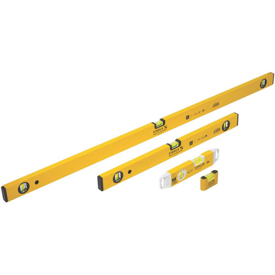 Stabila Spirit Level Set Lightweight Aluminium Rectangular Profile 4 Pieces - Image 1