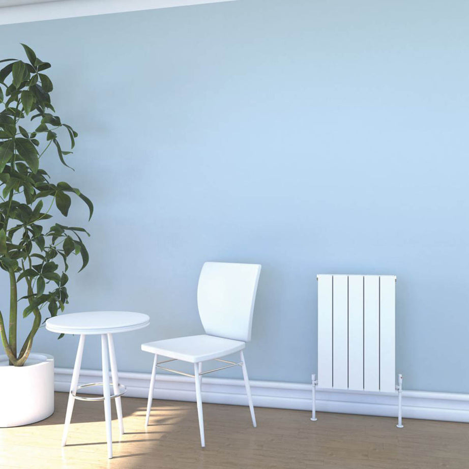 Towel Designer Radiator White Vertical Lightweight Slim Modern 600mm x 400mm - Image 1