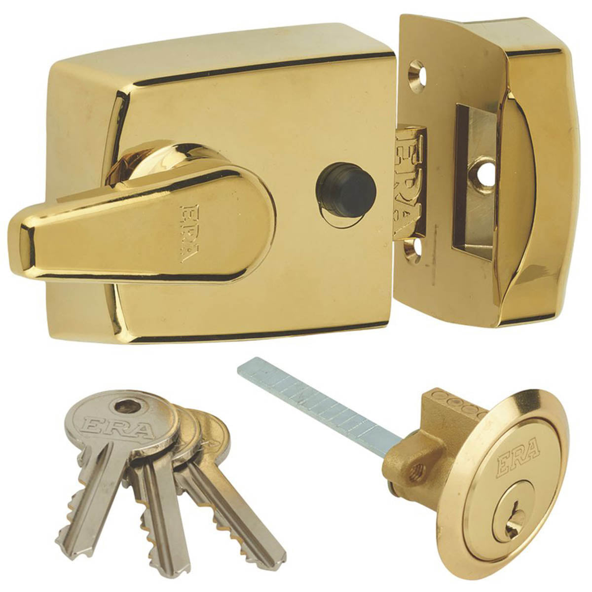 ERA Night Latch Replacement 1630-31 3 Keys Brass Polished 60mm Backset - Image 2