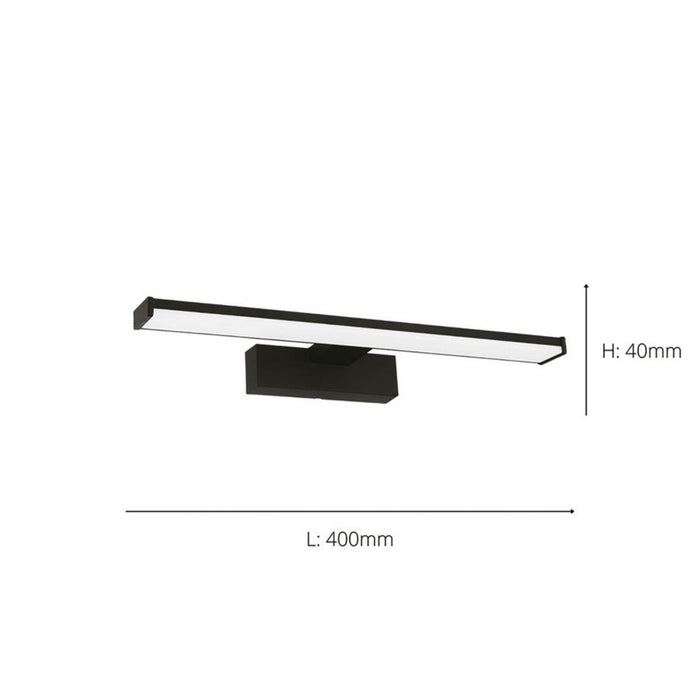 Bathroom Mirror Light Integrated LED Neutral White Aluminium Black Modern 40mm - Image 3