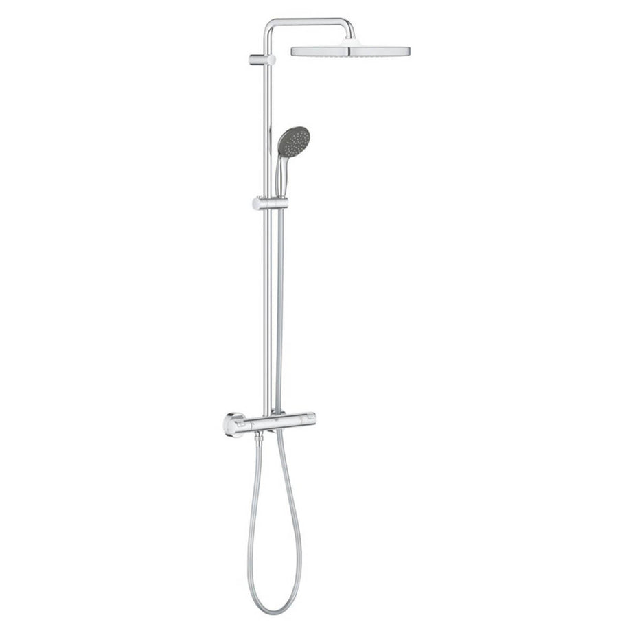 Grohe Thermostatic Mixer Shower Chrome 2 Spray Pattern Twin Square Head Bathroom - Image 1