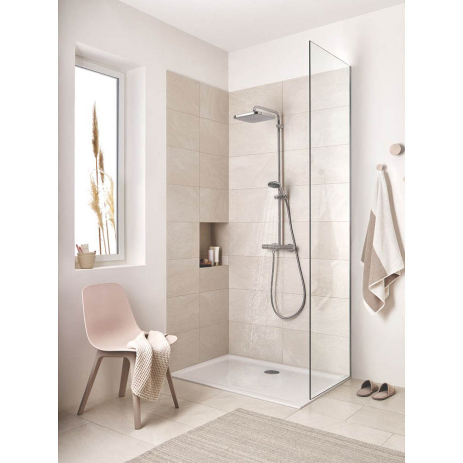 Grohe Thermostatic Mixer Shower Chrome 2 Spray Pattern Twin Square Head Bathroom - Image 2