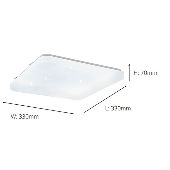 Ceiling Light LED Warm White Square White Steel Finish Crystal Effect Compact - Image 3