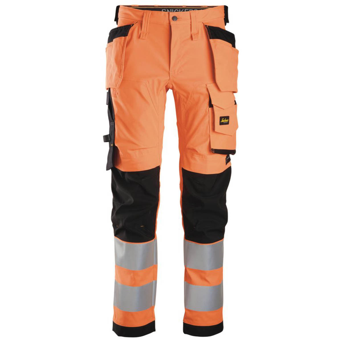 Snickers Hi-Vis Work Trousers 6243 Reflective Orange Slim Fit 35" W 32" L - Image 1