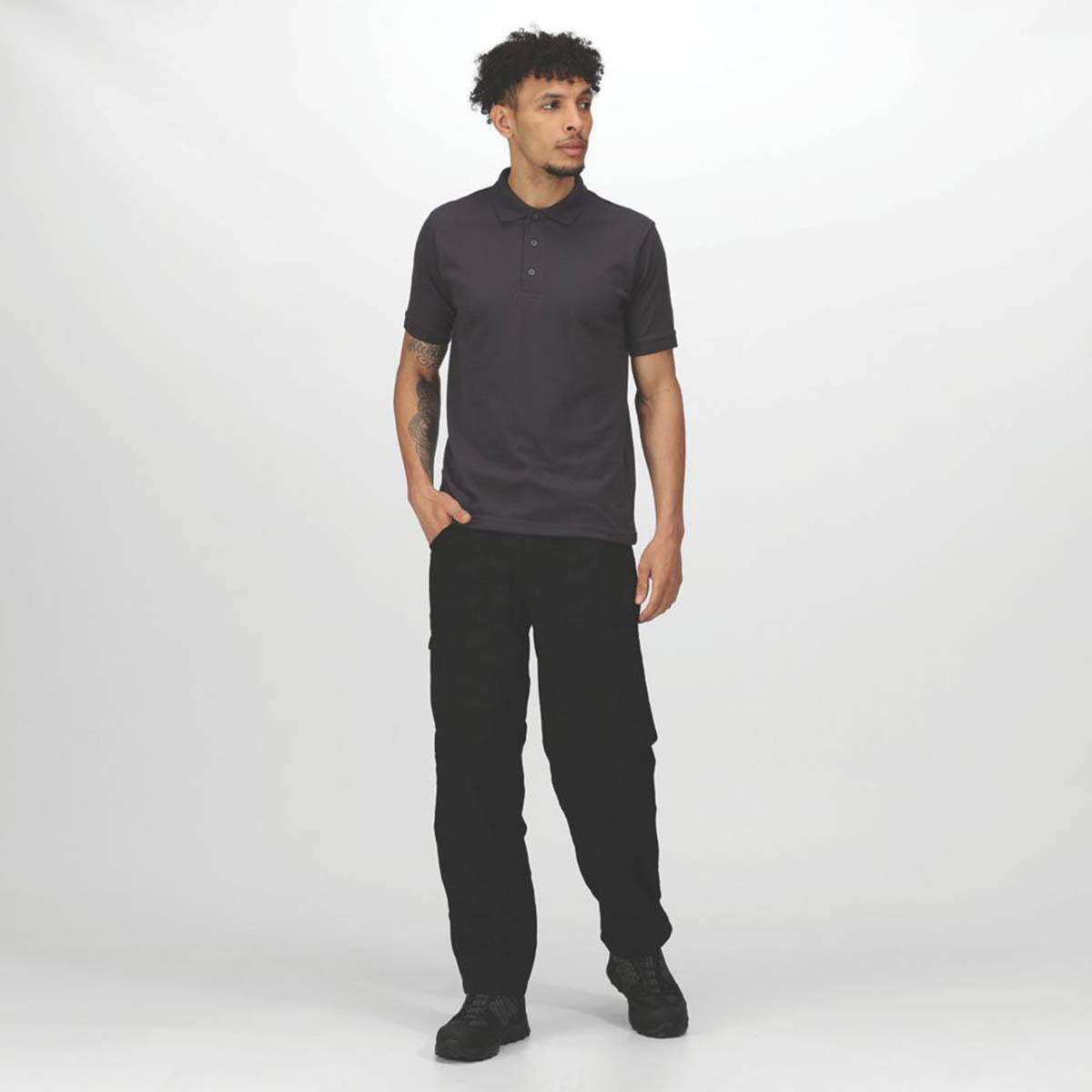 Regatta Mens Work Trousers 5 Pockets Black Lined Water Repellent 32" W 33" L - Image 5