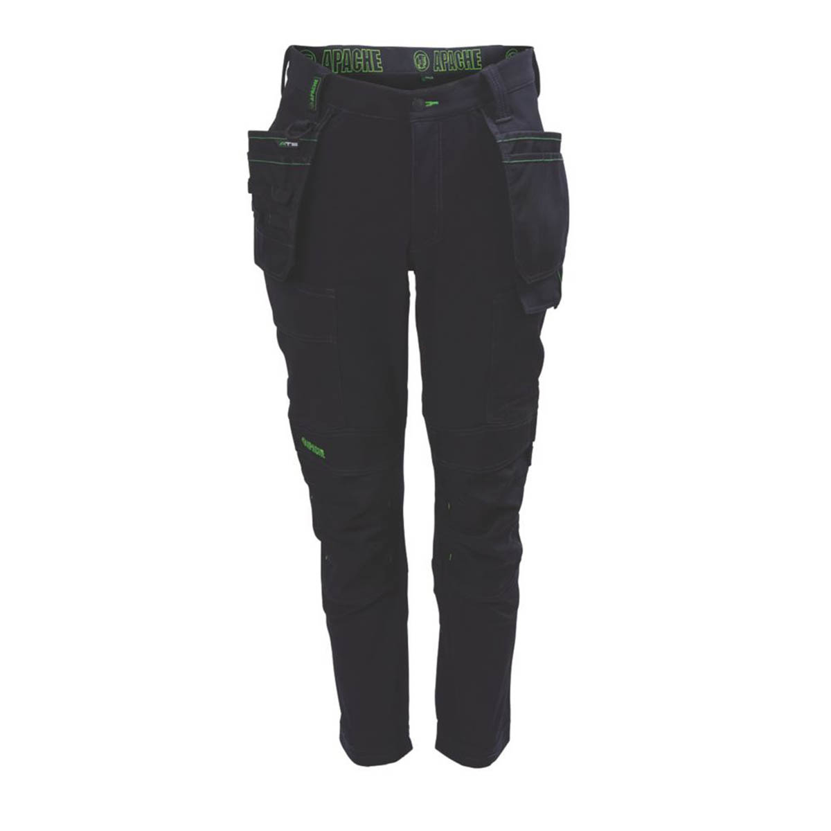 Work Trouser Mens Slim Fit Black Stretch Multi Pocket Breathable 38"W 31"L - Image 2