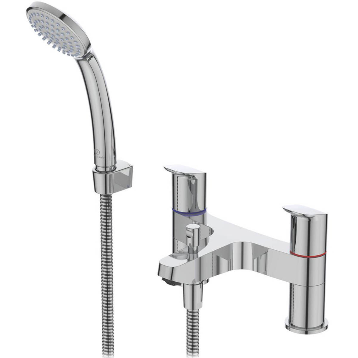 Bath Filler Tap With Shower Mixer Chrome Dual Lever Round Head Bathroom Modern - Image 1
