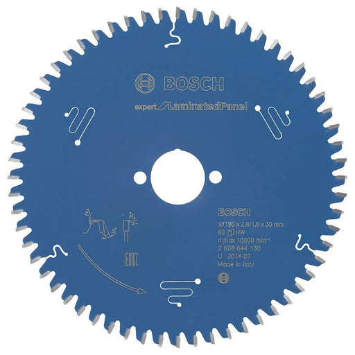 Bosch Circular Saw Blade Laminate Panel Carbide Teeth 190 x 30 mm 60T Angle: -5° - Image 1
