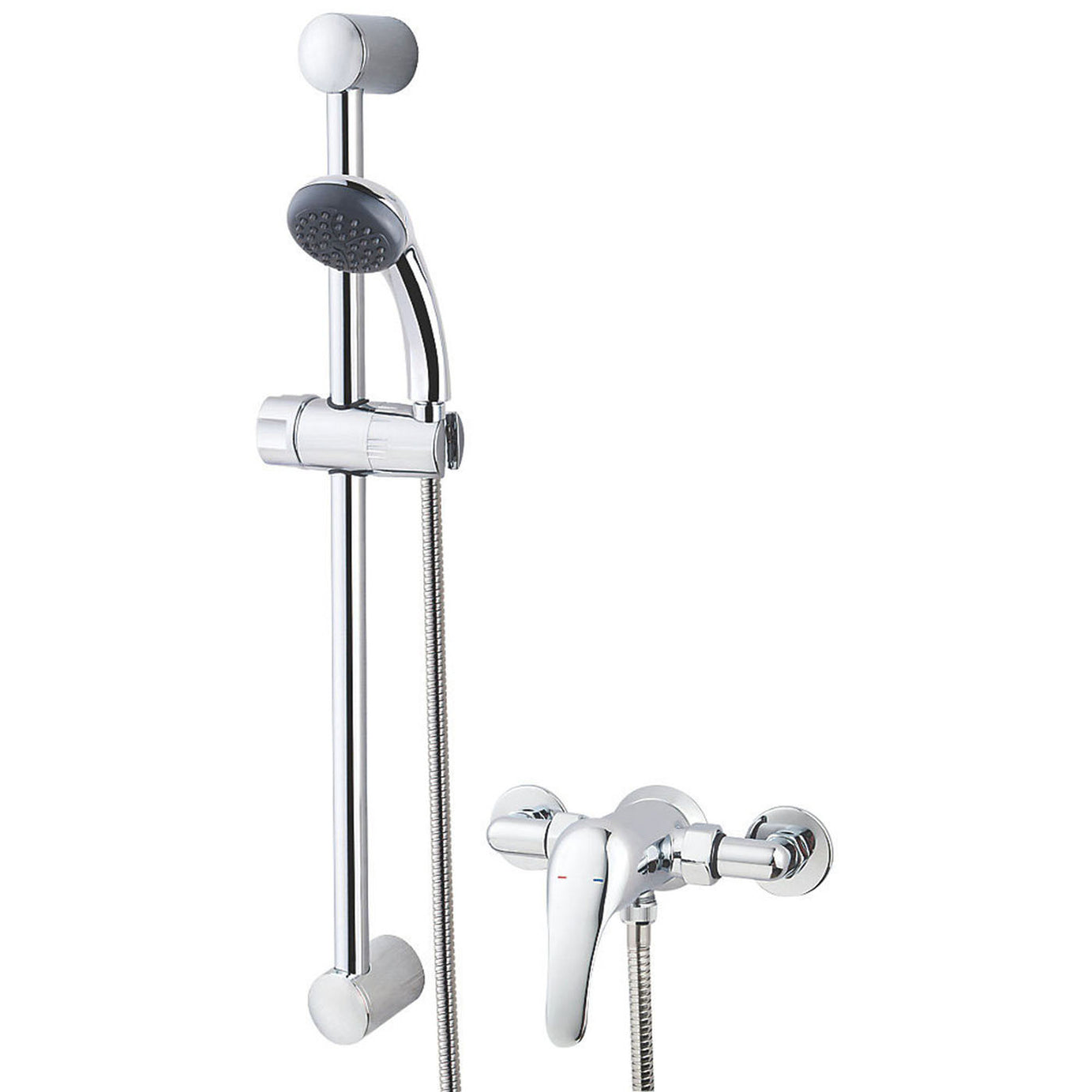 Swirl Mixer Shower Exposed Chrome Single Spray Pattern Bathroom Round Head - Image 1