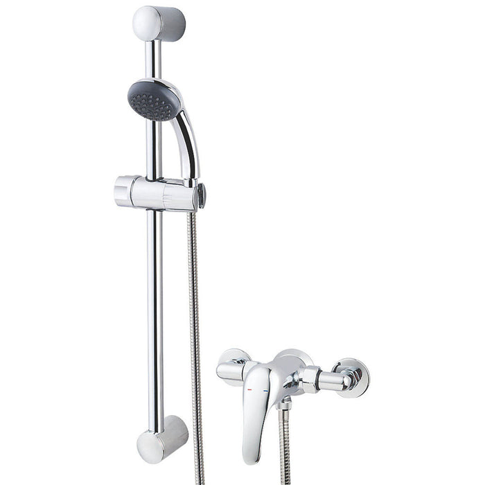 Mixer Shower Exposed Valve Rear Fed Manual Control Lever Single Spray Round Head - Image 2