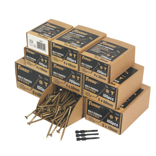 Screws Trade Pack Double-Countersunk Multi-Purpose Wood Plastic 1400 Pieces - Image 1