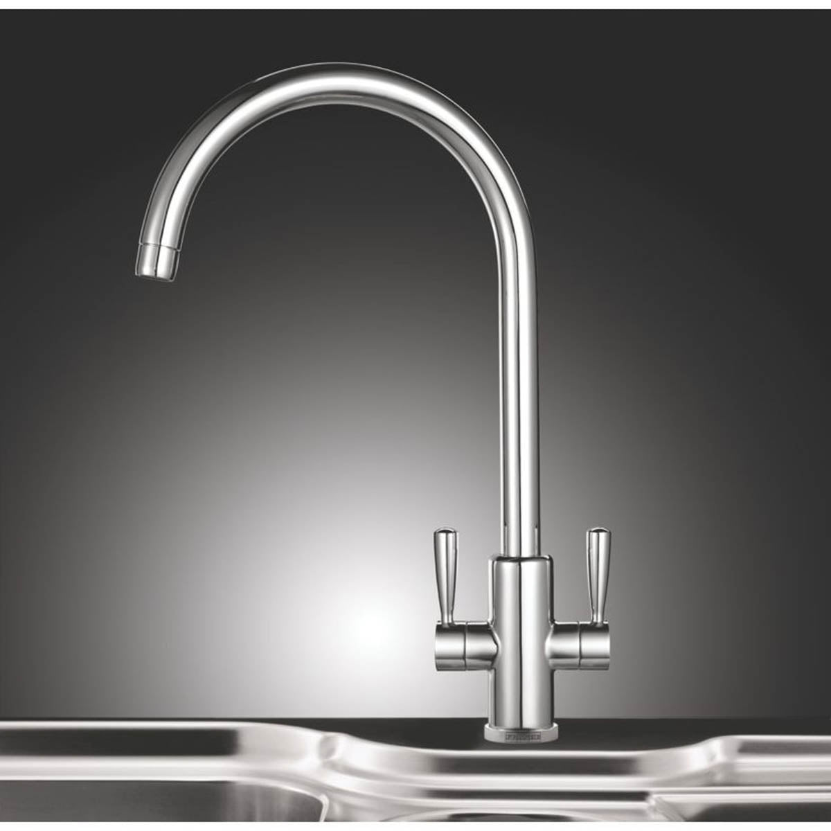 Kitchen Mixer Tap Mono Mixer Double Lever Chrome Swivel Spout Modern Faucet - Image 2